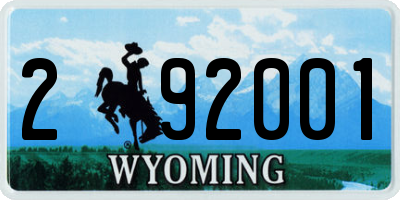 WY license plate 292001