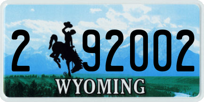 WY license plate 292002