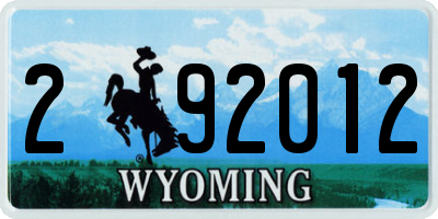 WY license plate 292012