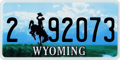 WY license plate 292073