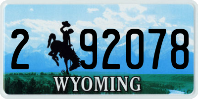 WY license plate 292078