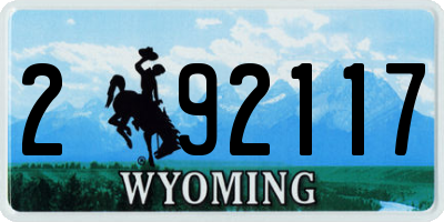 WY license plate 292117