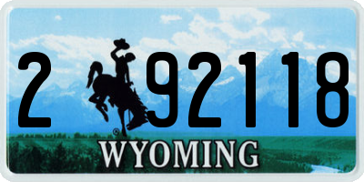 WY license plate 292118