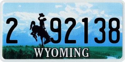 WY license plate 292138