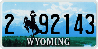 WY license plate 292143