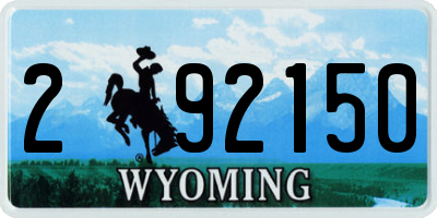 WY license plate 292150