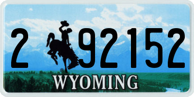 WY license plate 292152
