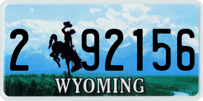 WY license plate 292156