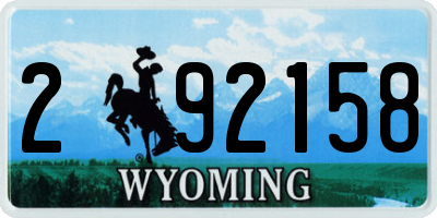 WY license plate 292158