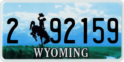 WY license plate 292159