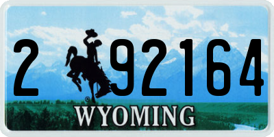WY license plate 292164