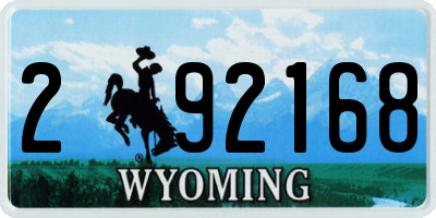 WY license plate 292168