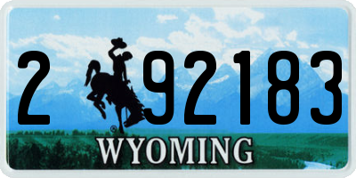 WY license plate 292183