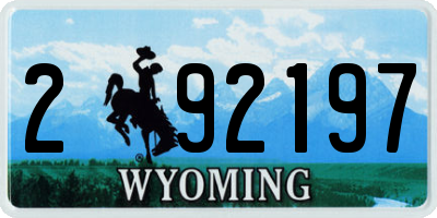 WY license plate 292197