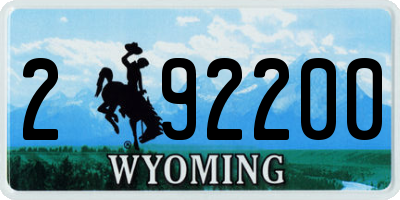 WY license plate 292200