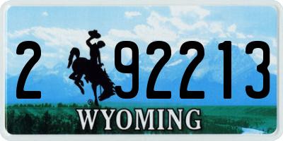 WY license plate 292213