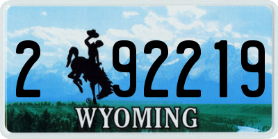 WY license plate 292219