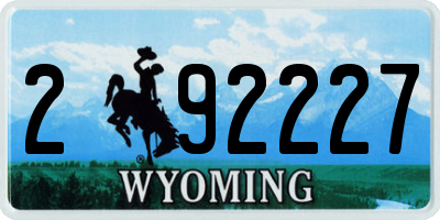 WY license plate 292227