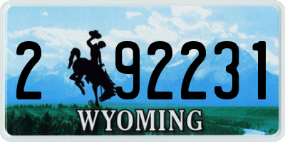 WY license plate 292231