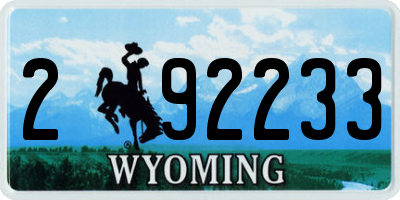 WY license plate 292233
