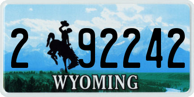 WY license plate 292242