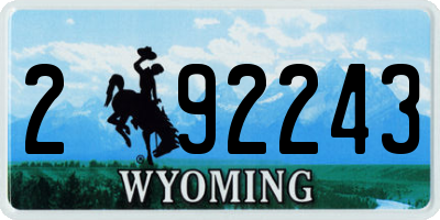 WY license plate 292243
