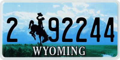 WY license plate 292244