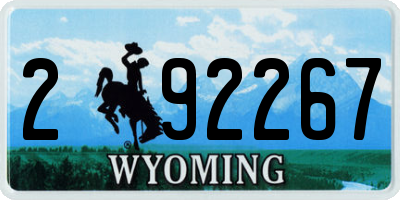 WY license plate 292267