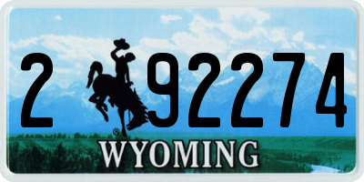 WY license plate 292274