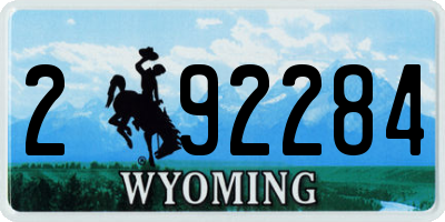 WY license plate 292284