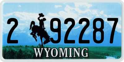 WY license plate 292287