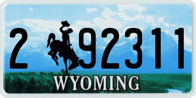 WY license plate 292311
