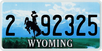 WY license plate 292325