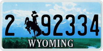 WY license plate 292334