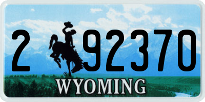 WY license plate 292370