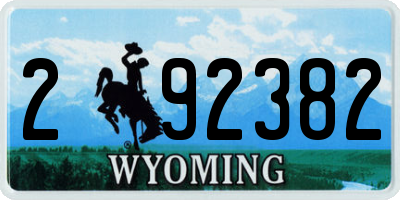 WY license plate 292382
