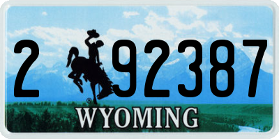 WY license plate 292387