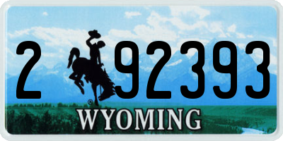 WY license plate 292393