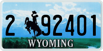 WY license plate 292401