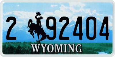WY license plate 292404