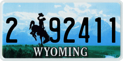 WY license plate 292411