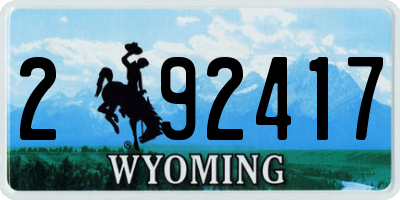 WY license plate 292417