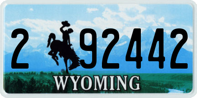 WY license plate 292442