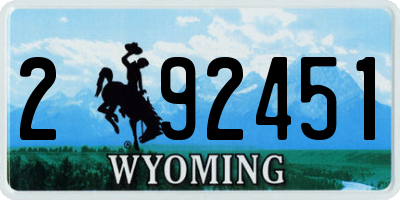 WY license plate 292451