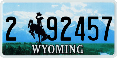 WY license plate 292457