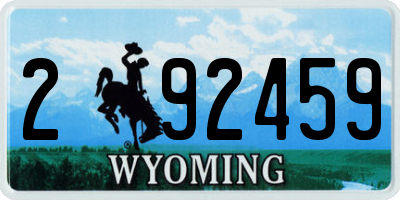 WY license plate 292459