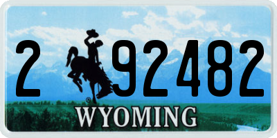 WY license plate 292482