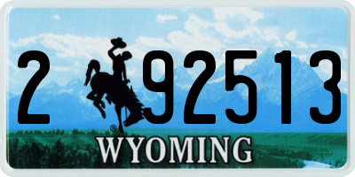 WY license plate 292513
