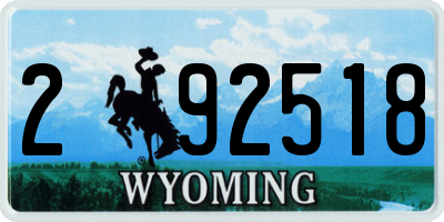 WY license plate 292518