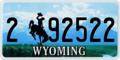 WY license plate 292522